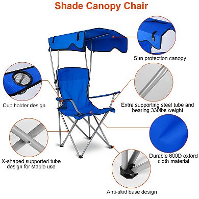 Portable Beach Canopy Chair Sun Protection Folding Seat 330lbs