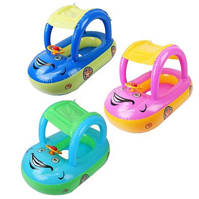 Baby Inflatable Pool Float Car Shape with Canopy for Toddlers Aged 1 to 3 Years