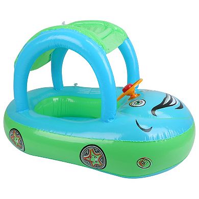 Baby Inflatable Pool Float Car Shape with Canopy for Toddlers Aged 1 to 3 Years