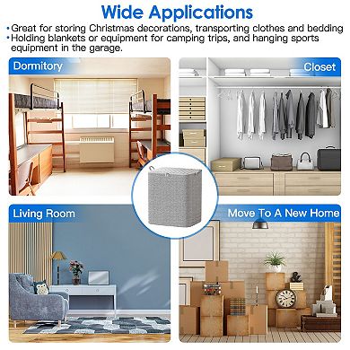 4-Pack Foldable Non-Woven Storage Bags with Dustproof Lid & Handles for Clothes, Quilts