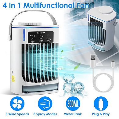 Portable Air Conditioner Fan Evaporative Humidifier, 3 Speeds, Cold Mist, Desk/Table Use