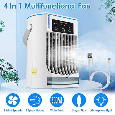 Portable Air Conditioner Fan Evaporative Humidifier, 3 Speeds, Cold Mist, Desk/Table Use