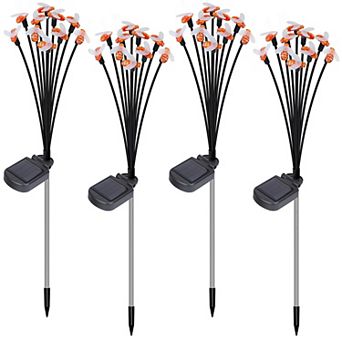 4-Pack Solar Stake Bee Lights, IP65 Waterproof, 2 Modes Firefly Effect, Warm Yellow Garden