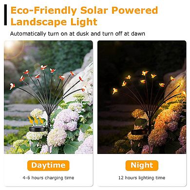 4-Pack Solar Stake Bee Lights, IP65 Waterproof, 2 Modes Firefly Effect, Warm Yellow Garden