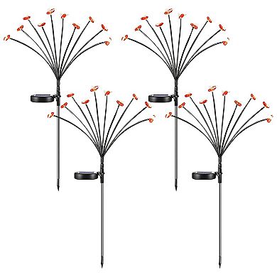 4-Pack Solar Stake Bee Lights, IP65 Waterproof, 2 Modes Firefly Effect, Warm Yellow Garden