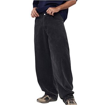 Men's Wide Leg Relaxed Fit Pants with Classic Five-Pocket Design