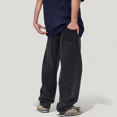 Men's Wide Leg Relaxed Fit Pants with Classic Five-Pocket Design