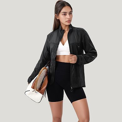 Women's Lightweight Full Zip Sun Protection Jacket with Long Sleeves and High Neck