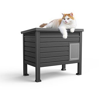 Weatherproof Outdoor Cat Shelter with Raised Floor Easy Setup for Outdoor Feral Cats