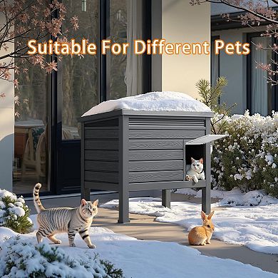Weatherproof Outdoor Cat Shelter with Raised Floor Easy Setup for Outdoor Feral Cats