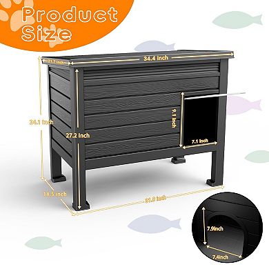 Weatherproof Outdoor Cat Shelter with Raised Floor Easy Setup for Outdoor Feral Cats