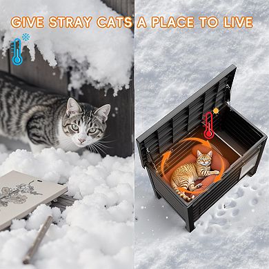 Weatherproof Outdoor Cat Shelter with Raised Floor Easy Setup for Outdoor Feral Cats