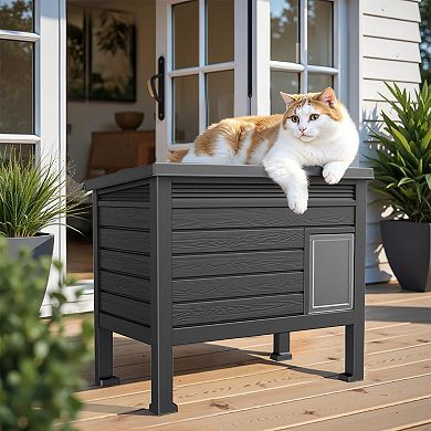 Weatherproof Outdoor Cat Shelter with Raised Floor Easy Setup for Outdoor Feral Cats