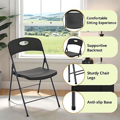 Folding Chair 4 Pack Outdoor Plastic Sturdy Metal White Folding Chairs for Picnic Party Patio