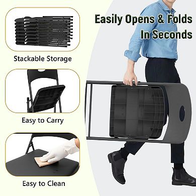 Folding Chair 4 Pack Outdoor Plastic Sturdy Metal White Folding Chairs for Picnic Party Patio