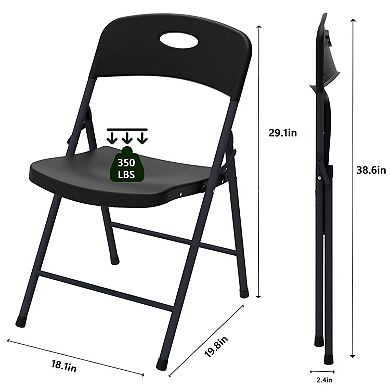 Folding Chair 4 Pack Outdoor Plastic Sturdy Metal White Folding Chairs for Picnic Party Patio