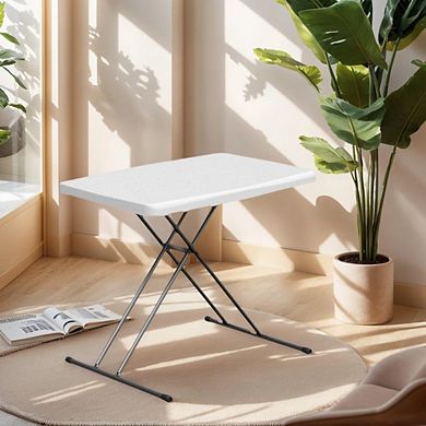 Folding Table 30 Inch Small Desk Adjustable Height TV Tray for Laptop Couch Camping