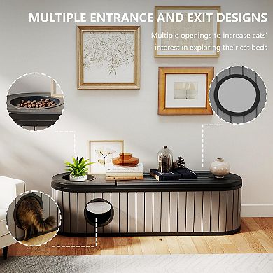 Cat Litter Box Enclosure Resin Hidden Litter Box Furniture with Odor Control Vented Space-Saving