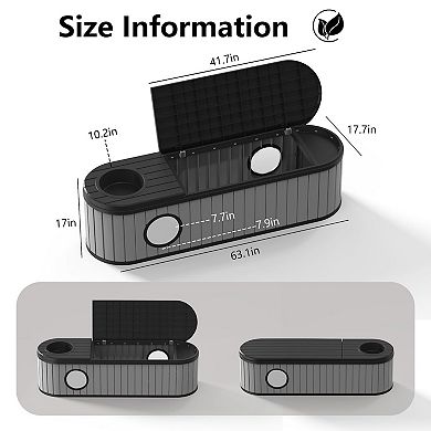 Cat Litter Box Enclosure Resin Hidden Litter Box Furniture with Odor Control Vented Space-Saving