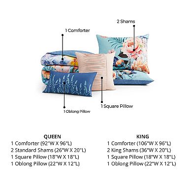 Bebejan Turquoise Reverie 100% Cotton Sateen 5 Piece Reversible Comforter Set