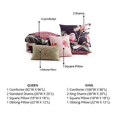 Bebejan Blush Serenade 1005 Cotton Sateen 5 Piece Reversible Comforter Set