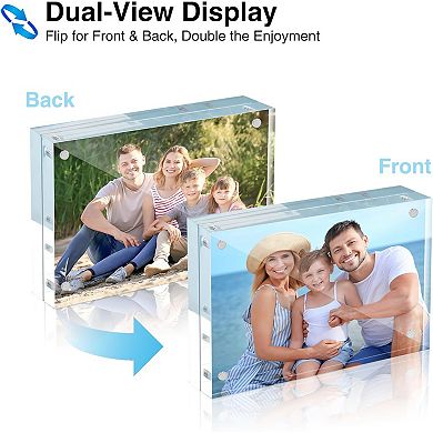 HOUSE DAY 5x7 Double-Sided Acrylic Magnetic Picture Frame with Microfiber Cloth 3 Pack