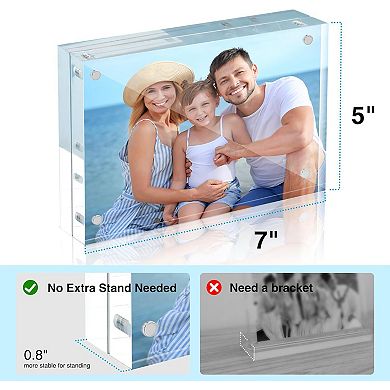 HOUSE DAY 5x7 Double-Sided Acrylic Magnetic Picture Frame with Microfiber Cloth 3 Pack