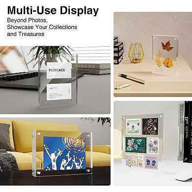 HOUSE DAY 5x7 Double-Sided Acrylic Magnetic Picture Frame with Microfiber Cloth 3 Pack