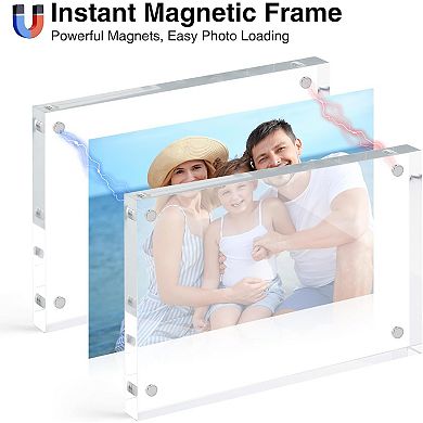 HOUSE DAY 5x7 Double-Sided Acrylic Magnetic Picture Frame with Microfiber Cloth 3 Pack