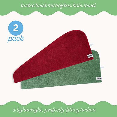 SET OF 2 MICROFIBER TURBIE TWIST HAIR TOWELS - HOLIDAY