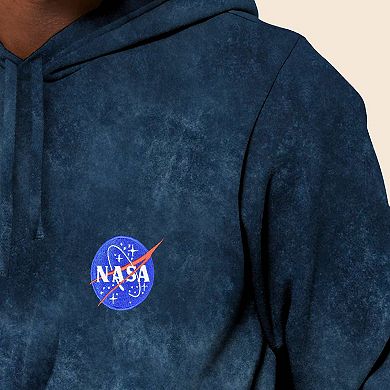 NASA Mineral Wash Hoodie Dalix NASA Embroidered Fleece Hoodie Mineral Wash Long Sleeve Sweatshirt Me
