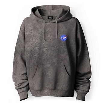 NASA Mineral Wash Hoodie Dalix NASA Embroidered Fleece Hoodie Mineral Wash Long Sleeve Sweatshirt Me