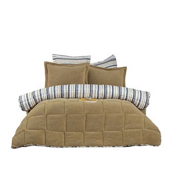 Sherpa Reversable Quilted Comforter in Turkish Cotton and Lambswool with 4 pc Bedding Set