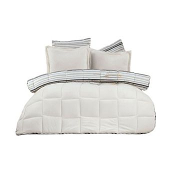 Sherpa Reversable Quilted Comforter in Turkish Cotton and Lambswool with 4 pc Bedding Set