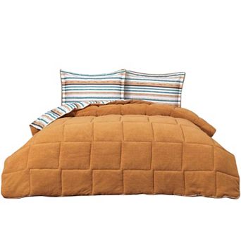 Sherpa Reversable Quilted Comforter in Turkish Cotton and Lambswool with 4 pc Bedding Set