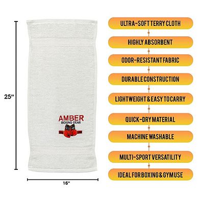 Boxing Workout Towel Ultra-Soft, Quick-Dry, Odor-Resistant Terry Cloth, 16x25, White