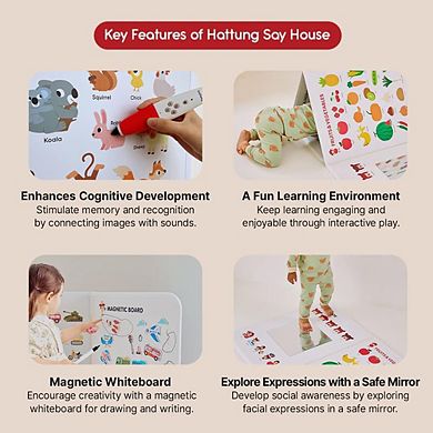 Interactive foldable board with talking pen, mirror & whiteboard fun learning for kids!