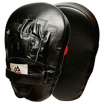 Amber Fight Gear Leather Curved Punch Mitts with wrist support for MMA & Muay Thai.