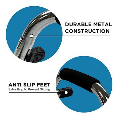 Training Push Up Bars with non-skid feet for upper body strength—shoulders, chest, core.