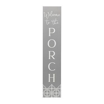 Parisloft Farmhouse Welcome to the Porch Vertical Wood Wall Plaque, Brown and White, 47.25" H