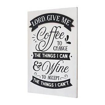 Parisloft Farmhouse Wood Coffee Sign, Black and White