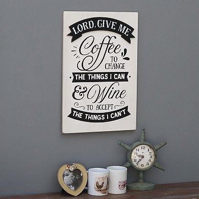 Parisloft Farmhouse Wood Coffee Sign, Black and White