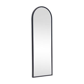Parisloft Metal Framed Arched Wall-Mounted Mirror, Black,47.625"H