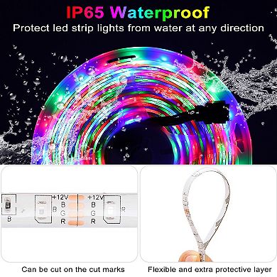 300-LED Strip Lights 5M (16.5ft) 20 Colors RGB, IP65 Waterproof with Remote Control