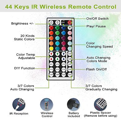 300-LED Strip Lights 5M (16.5ft) 20 Colors RGB, IP65 Waterproof with Remote Control