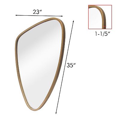 Parisloft Irregular Gold Metal Wall Mirror, Decorative Wall Mirror, 34.25" H x 23.25" W