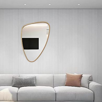 Parisloft Irregular Gold Metal Wall Mirror, Decorative Wall Mirror, 34.25" H x 23.25" W