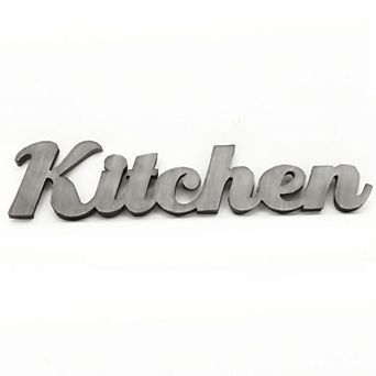 Parisloft 3D Cutout Metal Kitchen Wall Decor, Vintage Sign, Antique Silver, 37.4"W