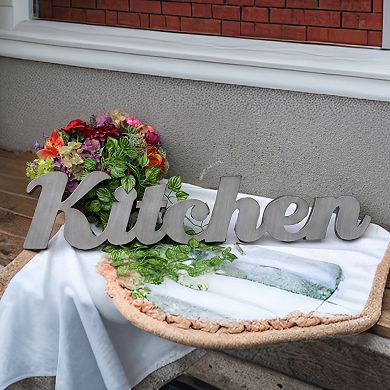 Parisloft 3D Cutout Metal Kitchen Wall Decor, Vintage Sign, Antique Silver, 37.4"W