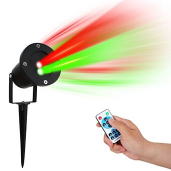 Outdoor Laser Projector Light Red & Green, 3 Modes, 12 Speeds, 6H Timer, IP44 Waterproof